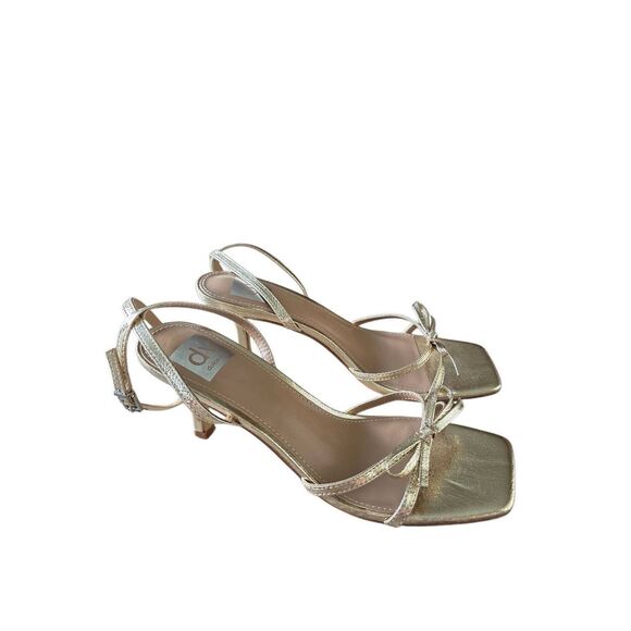 DV Dolce Vita Bow Ankle Strap Sandals Size 8.5 Gold Open Toe Dress Heels - Picture 4 of 8